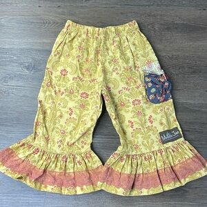 Matilda Jane Yellow Floral Heart Soul Pride- Character Counts Ruffle Pants, sz 2